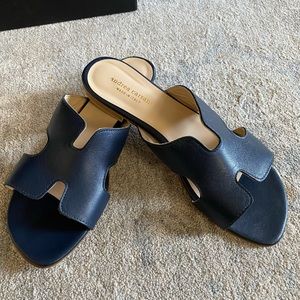 Andrea Carrano Navy Leather H slide